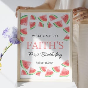 Watermelon First Birthday Welcome Sign, One in a Melon Birthday Welcome Sign, Girl First Birthday, 1st Birthday Welcome, Watermelon Poster