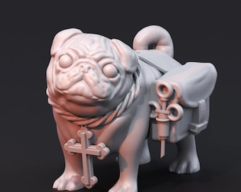Pug Medic Miniature: 20mm Resin Wargaming Model, Sci-Fi Dog Toy