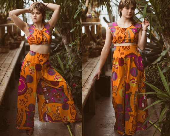 1960s Set Palazzo Pants and Crop Top, Saks Fifth A