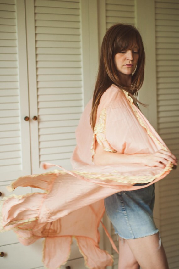 1920s Silk Dressing Gown Pink Vintage Kimono Silk