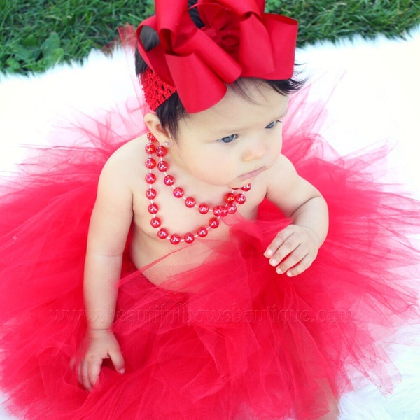 Red Baby Tutu Set,Newborn Red Tutus,Holiday Infant Tutu,Girls Christmas Red Tutu and Headband,Red Tulle Skirt for Babies and Toddler Girls