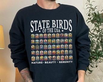 50 State Birds Sweatshirt, USA Bird Watcher Gift