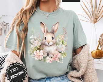 ウサギのイースターシャツ かわいいウサギのTシャツ 彼女へのプレゼント ウサギ好きの方への誕生日プレゼント Tシャツ プラスサイズ 快適カラー 動物好きの方へのギフト