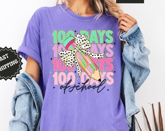 T-shirt 100 jours d'école T-shirt 100 jours coquette Joyeux 100 jours d'école Célébration des 100 jours T-shirt 100e jour d'école pour les enseignants