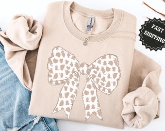Big Bow Coquette Cozy Bow Sweater, Cute Pullover Gift, Fun Girly Bow Shirt, Coquette Style, Gift for Her, Coquette Shirt, Ribbon Sweatshirt