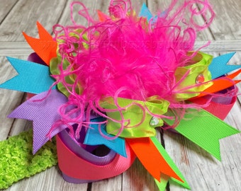 Neon Over the Top Bow or Headband for girls or baby,neon hairbow