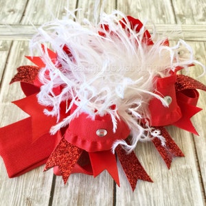 Red Christmas Santa Hair Bow or Baby Headbands.Red Glitter Baby Headband,Christmas Baby Headbands,Christmas Hair Bows White Feather Bows