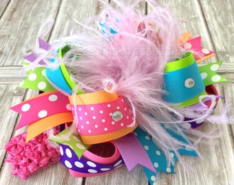 Custom Over the Top HairBow,Custom Baby Headband,Baby Headbands,Baby Headband,Custom Baby Bows,Feather Headband,Baby Girls Headband,Big Bows