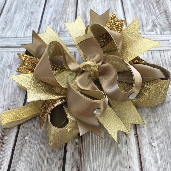 New Years Bow,New Years Baby Headband,Over the Top Bow,New Years Eve Hair Bow,Little Girls New Years Bow,Baby Bow New Years,New Years Baby