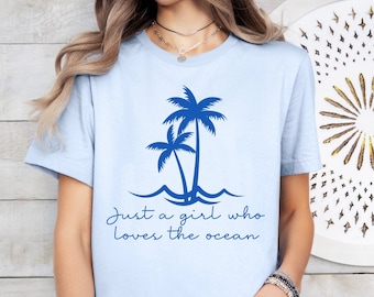Personalized Summer Beach Tee Cute Beach Vacation Shirt Oceans Shirt Woman Surfer Shirt Beach Palm Tree Shirt Mother's Day Gift for Daughter