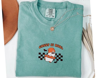 Embroidered Comfort Colors Ghost Shirt Creep it Real Embroidered Fall Shirt Spooky Shirt Halloween Embroidered Shirt Spooky Season Shirt