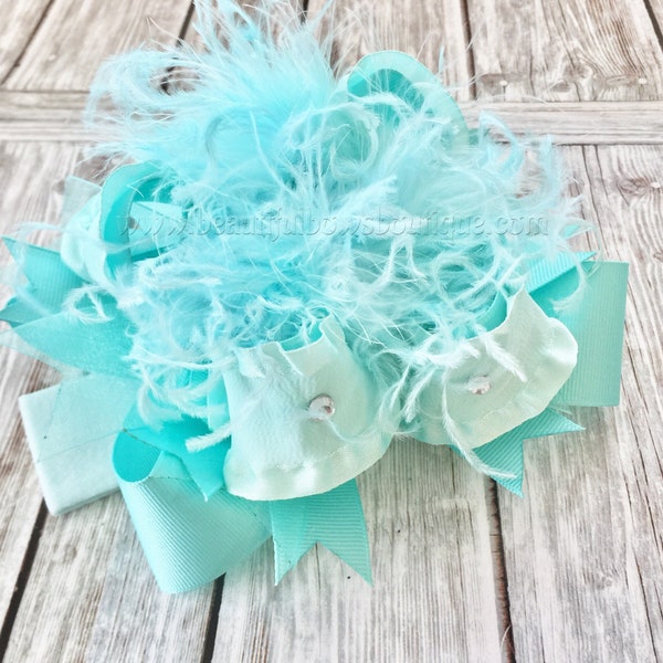 Solid Aqua Over the Top Hair Bow Baby Headband,Turquoise,Mint, Aqua Blue,Baby Blue,Big Bows, OTT Bows, Over the Top Bows,Stacked Hair Bows