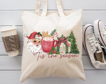 Christmas Tote Bag Cute Tote Bag Gift Canvas Bag Aesthetic Casual Canvas Tote Retro Christmas Teacher Tote Bag Gift for Women Winter Weather