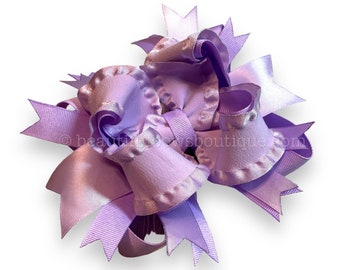 Big Lavender Bow Triple Layer hair Bow Large Stacked Bows 5 inch bows BTS bows xtra large Bow baby Headband Bows for Girls Toddler Infant