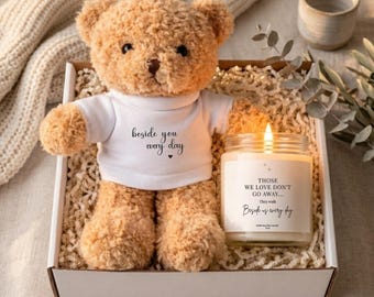 Sending You a Hug Gift Box, Thinking of You Gift, Comfort Gift, Care Package, Teddy Bear & Candle Set, Get Well Gift, Encouragement Gift Box