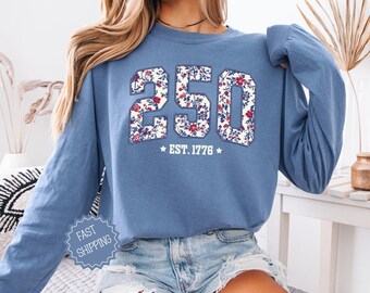 USA 250 Years of Freedom Shirt, America 1776-2026 Patriotic Tee, Comfort Colors 4th Of July Shirt, Red White Blue Americana Top Womens Shirt
