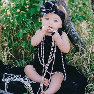 Black Lace Romper and Floral Headband,Vintage Black Lace Romper,Photo Prop,Pageant Vintage Look, Flower Girl Outfit,Petti Lace Romper Set
