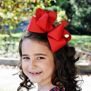 Big Boutique Red Hair Bows,Big Bows School Uniform,Big Hair Bows,Large Hair Bow Red French Clip,Texas Sized Hair Bow XL,School Hair bows