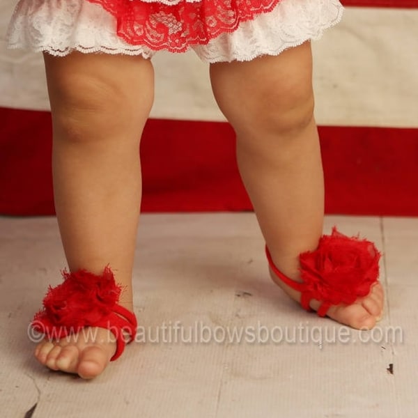 Baby Girl Barefoot Sandals,Baby Girl Clothes,Accessories for Baby Girl,New Baby Gift,Red Baby Sandals,Baby Toe Sandals,Toe Flower Sandals