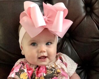 Large Pink Hair Bow,Pink Baby Headband,Huge Pink Baby Bow,Big Pink Wedding Hair Bows,Toddler Pink Hairbows,Large Baby Girls Bows Pink