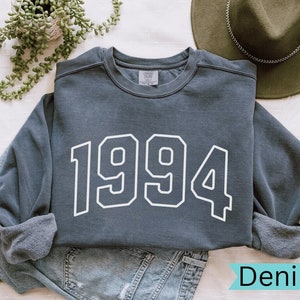 Custom College Style Sweater 1994 Sweatshirt 30th Birthday Sweatshirt Birth Year Number Shirt Birthday Gift for Men Women Comfort Colors