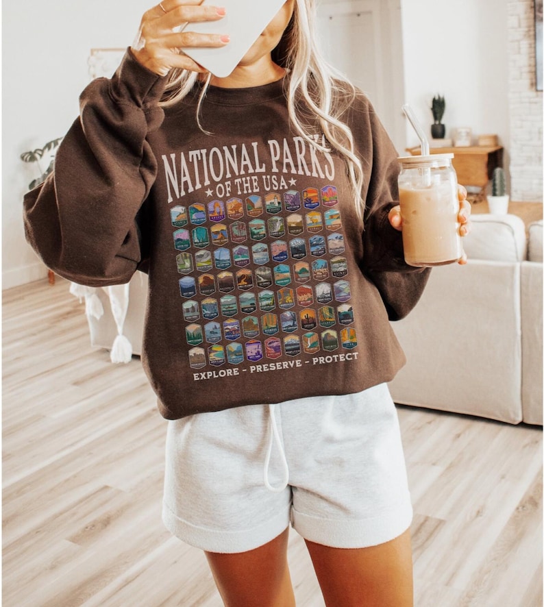 National Parks Sweatshirt US National Park Camping Gift for Family Trip Nature Lover Hiking Shirt Park Unisex Nature Lover Crewneck Gift image 9
