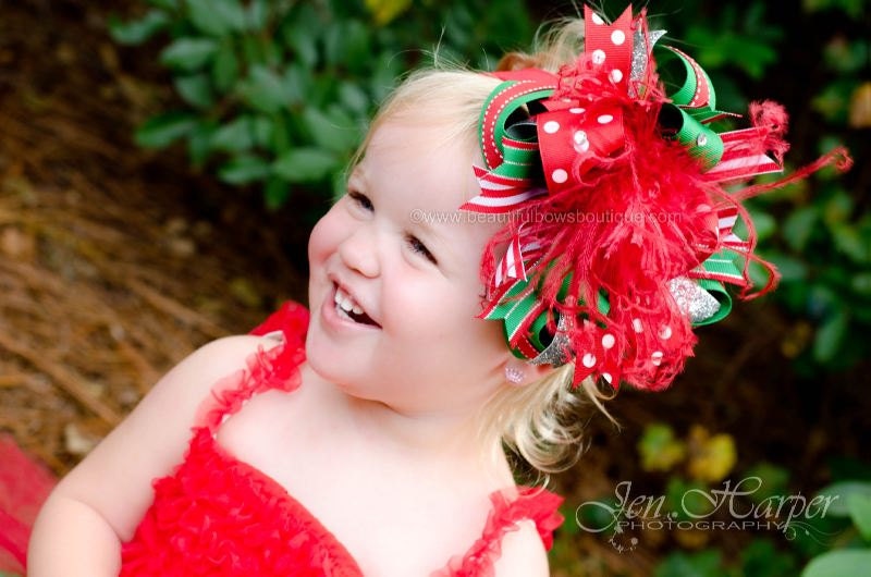 Over the Top Bows,Green and Red Baby Headband,Baby Headbands,Baby Hea…
