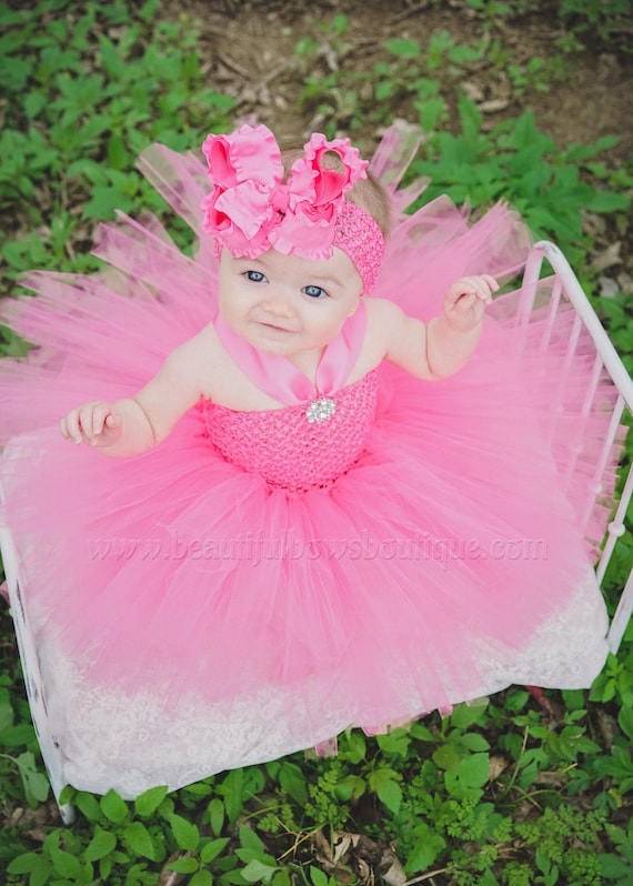 Vestido de tutú de bebé rosa brillante, tutú de niño recién nacido rosa  fuerte, vestido de