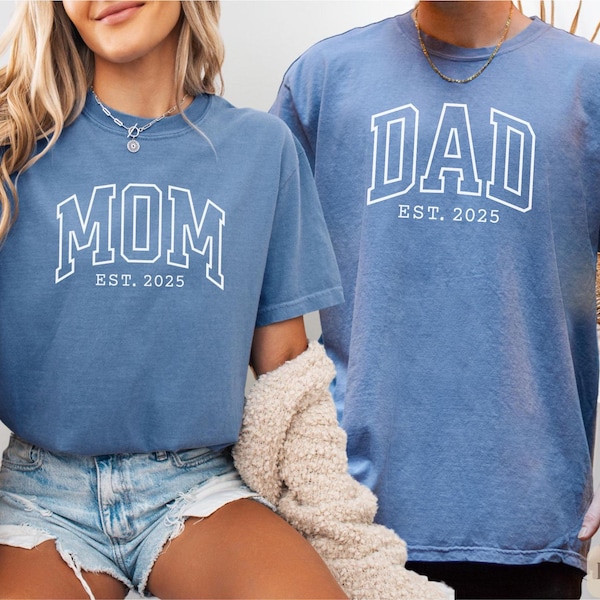 Custom mom and dad shirts, Comfort Colors dad and mom shirt, New Dad Shirt, Mom est 2026, New mom and dad gift, pregnancy reveal, Dad to Be