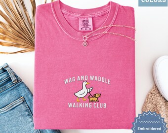 Comfort Colors Funny Dog Shirt, Goose Walking Club Tee, Quirky Pet Lover Gift, Dog Mom Humor Shirt, Animal Lover Tee, Cute Dog Gift Idea