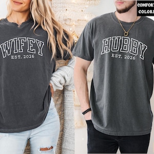 Wifey and Hubby Shirt, Wedding Party Shirt, Honeymoon Shirt,Wedding Shirt,Wife and Hubs Shirts, Just Married Shirts, Matching Couple Shirt Pepper