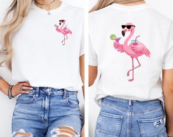 Flamingo Beach Shirt Bella Canvas, Funny Summer Vacation Tee, Girls Trip Shirt, Tropical Cocktail Tee, Bachelorette Party Shirt Flamingo Tee