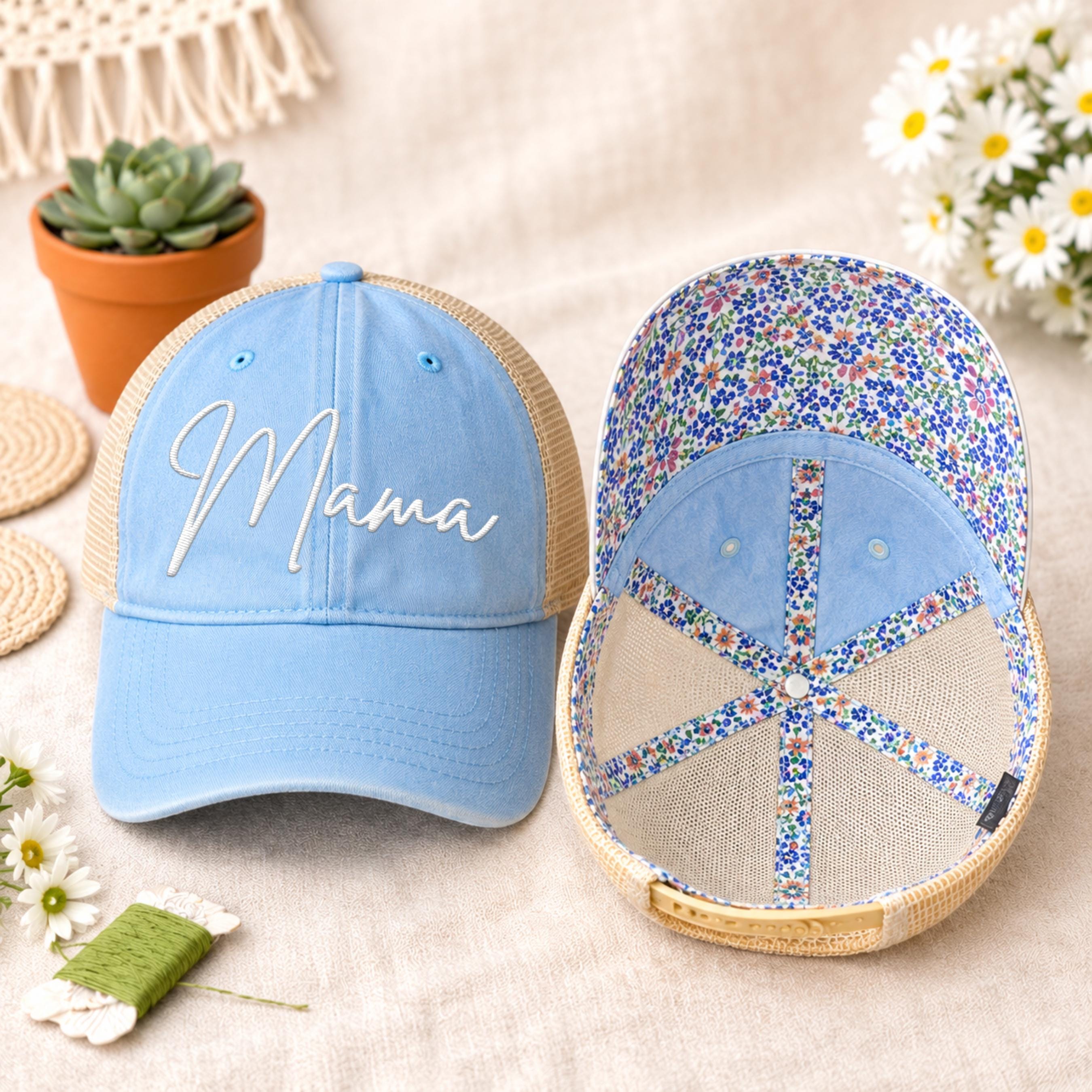まま Mama San Custom Embroidered Mama Hat, Personalized Mama Baseball Cap, Mama Trucker