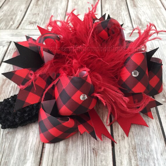 buffalo plaid baby headband