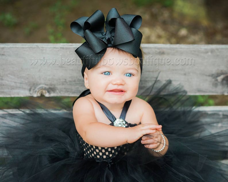 Large Black Hair Bow,Black Baby Headband,Huge Black Baby Bow,Big Black Wedding Hair Bows,Toddler Black Hairbows,Large Baby Girls Bows Black