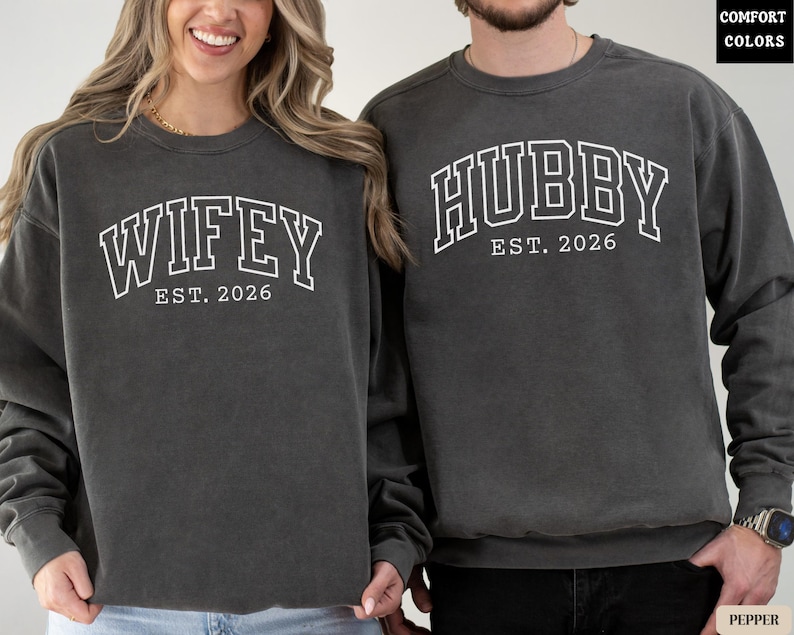Wifey and Hubby Shirt, Wedding Party Shirt, Honeymoon Shirt,Wedding Shirt,Wife and Hubs Shirts, Just Married Shirts, Matching Couple Shirt image 12