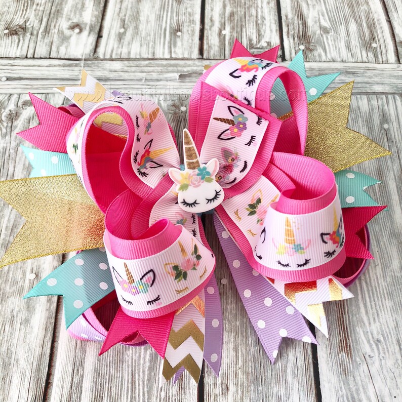 Unicorn Birthday Party,Unicorn 1st Birthday,Unicorn Hair Clip,Unicorn Stacked Hair Bow Party Favor OTT Unicorn Hair Bow,Unicorn Headband