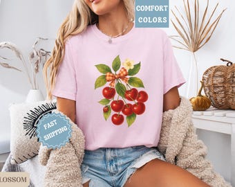 Cherry Picnic Shirt, Summer Comfort Colors Tee, Vintage