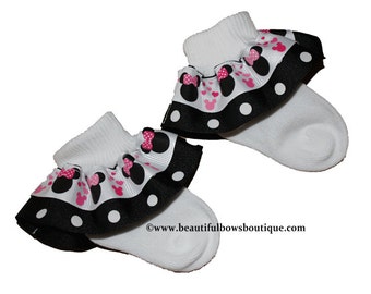 Minnie Baby Socks,Ribbon Ruffle Socks,Mickey Baby Socks,Frilly Socks,Baby Ruffle Socks,Ribbon Socks,Frilly Baby Socks,Minnie Mouse Socks