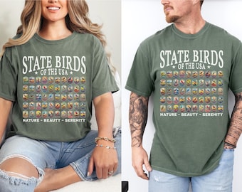 Bird Lover T-Shirt, State Birds of USA, Comfort Colors Tee