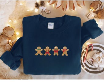 Embroidered Gingerbread Cookies Sweatshirt, Gingerbread Christmas Embroidered Sweatshirt, Christmas Sweatshirt, Funny Christmas, Xmas Gift