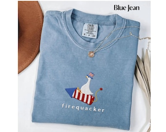 Embroidered Funny Fourth Of July Shirt Funny Goose Shirt Independence Day Tee USA Comfort Colors Shirt Patriotic Tshirt Shirt Silly Gift