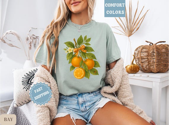 Vintage Citrus Fruit Shirt, Comfort Colors Tee, Garden Graphic Tee