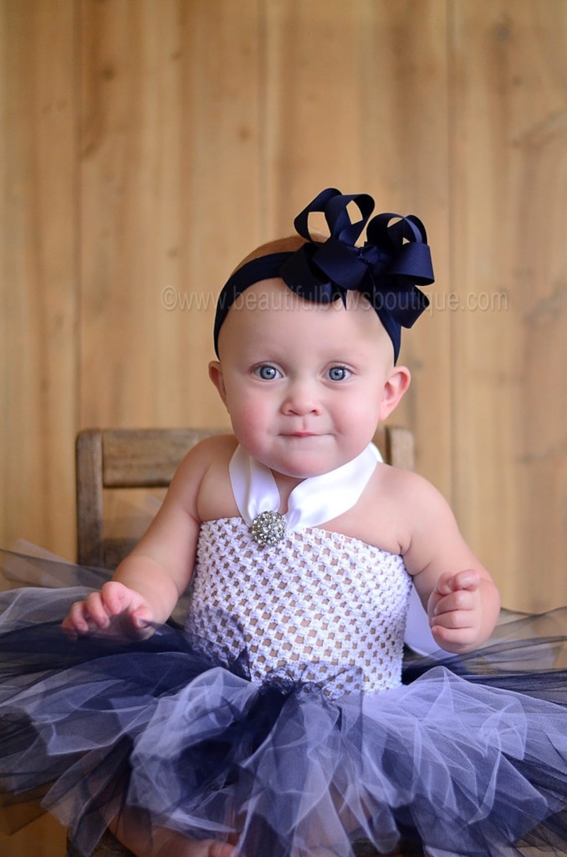 White and Navy Blue Baby Tutu DressNavy Blue Bow Headband and Etsy