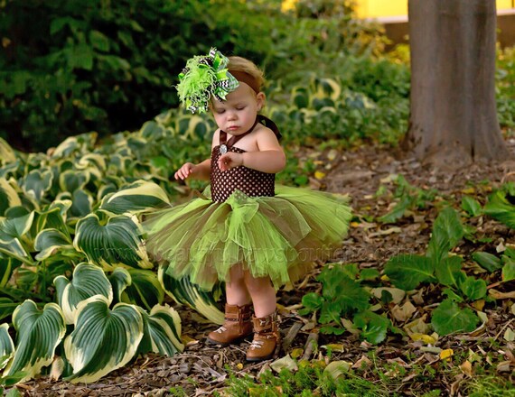 Fall Tutu Dress Green and Brown infant Tutu Dress Fall brown and