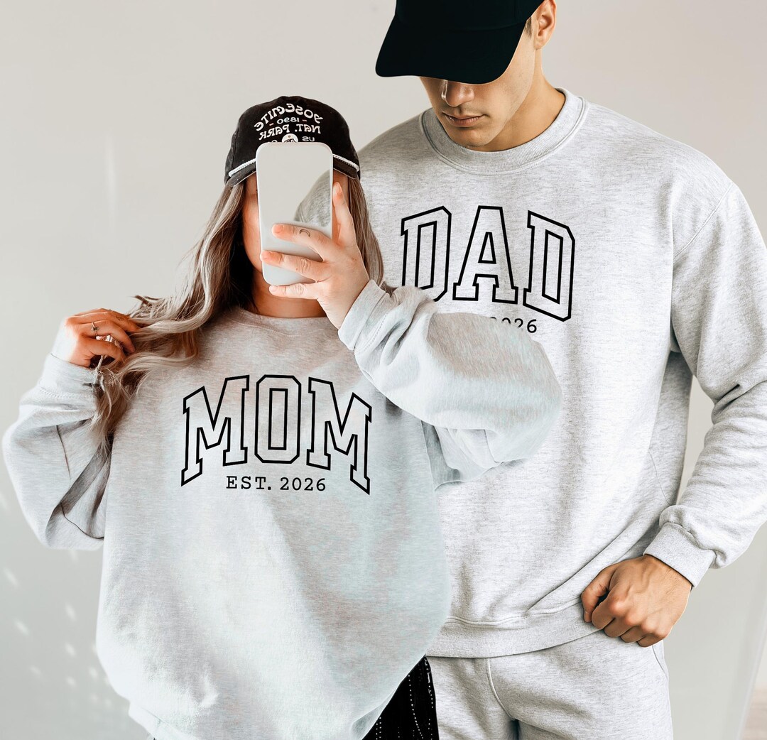 Mom Dad Est 2026 Sweatshirt, New Parents Gift, Matching Couple