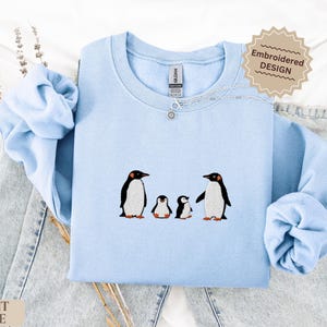 Embroidered Penguin Sweatshirt, Cute Penguin Crewneck, Cozy Winter Animal Sweater, Penguin Lover Gift, Christmas Gift, Unisex Winter Outfit