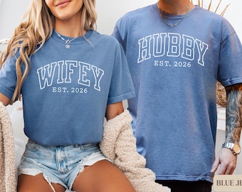 Wifey and Hubby Shirt, Wedding Party Shirt, Honeymoon Shirt,Wedding Shirt,Wife and Hubs Shirts, Just Married Shirts, Matching Couple Shirt