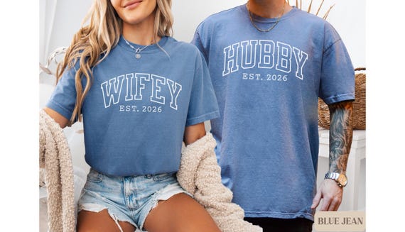 Wifey and Hubby Shirt, Wedding Party Shirt, Honeymoon Shirt,Wedding Shirt,Wife and Hubs Shirts, Just Married Shirts, Matching Couple Shirt