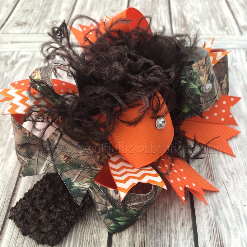 Orange Camo Hair Bow,Realtree Camo Headband,Camouflage Baby Headband,Over the Top Bows Camo,Baby Headbands,Hunting Baby Girl Bows Realtree